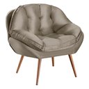 Ver imagem 2 de Poltrona Decorativa Almofadada Pé Palito Veludo Dallas Bege | Camurça