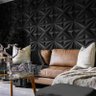 KIT 44 Placas 3D PVC Preto Decoração Revestimento PREMIUM de Parede e Teto (11m²) - STAR - 2