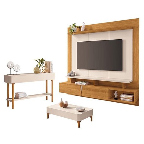 Home Suspenso Zenith Cinamomo Off White com Mesa de Centro Liz e Aparador Fiero Off White - Hb Mó