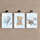 Ver imagem 2 de Kit 3 Quadro Decorativo Quarto Meninos Bebê Infantil Azul 40x28