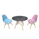 Ver imagem 2 de Kit Mesa Infantil Eames Preta 60cm + 2 Cadeiras Eames Infantil Azul e Rosa
