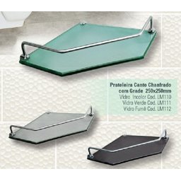Prateleira Canto Chanfrada C/ Grade 25x25 Cm - 8mm - Incolor - 2