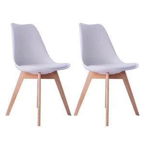Kit 02 Cadeiras Leda Eames Jantar Cozinha com Assento Estofado Branco