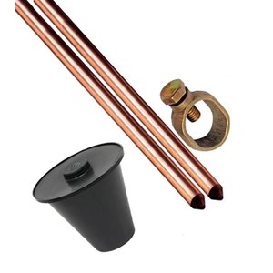 Kit 2 Haste Aterr Cobre - 1/2 X 2,0mts 10mm + Conector+caixa