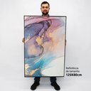 Ver imagem 2 de Quadro Decorativo em Canvas Abstrato Aquarela Moderno TaColado Moldura Flutuante 4,5cm Freijó 120 x