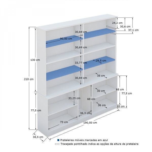 Estante de Livros 5 Portas 8 Prateleiras 210cmx191cm - 4