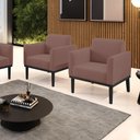 Ver imagem 1 de Kit 2 Poltronas Decorativas Isabella Pés Fixo em Madeira Preto Veludo Rose G19 - Gran Belo