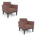 Ver imagem 2 de Kit 2 Poltronas Decorativas Isabella Pés Fixo em Madeira Preto Veludo Rose G19 - Gran Belo