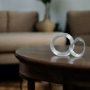 Ver mais imagens de Dupla Escultura Decorativa de Cerâmica Anel Cinza Fosco