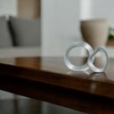 Ver imagem 7 de Dupla Escultura Decorativa de Cerâmica Anel Cinza Fosco