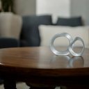 Ver imagem 6 de Dupla Escultura Decorativa de Cerâmica Anel Cinza Fosco