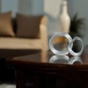 Ver imagem 4 de Dupla Escultura Decorativa de Cerâmica Anel Cinza Fosco