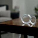 Ver imagem 5 de Dupla Escultura Decorativa de Cerâmica Anel Cinza Fosco