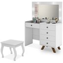Ver imagem 1 de Kit Penteadeira Com Banqueta Em MDF 00809101X022034 Branco LPA