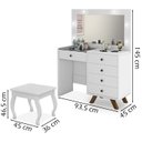 Ver imagem 3 de Kit Penteadeira Com Banqueta Em MDF 00809101X022034 Branco LPA