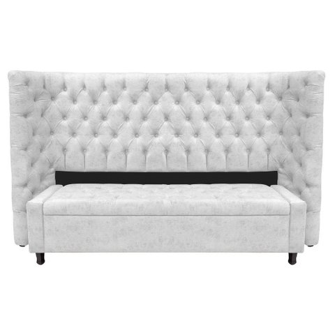 Kit Cabeceira e Calçadeira Baú King Everest P02 195cm para Cama Box Suede - Doce Sonho Móveis