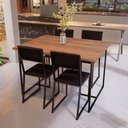 Ver imagem 1 de Conjunto Mesa de Jantar Retangular Imbuia 4 Cadeiras Riviera Industrial Don Castro Decor Rivie