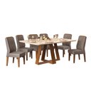 Ver imagem 1 de Sala de Jantar Mesa Flora Freijó/Off White c/ 6 Cadeiras Lis Freijó/Lunar - FdECOR