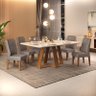 Sala de Jantar Mesa Flora Freijó/Off White c/ 6 Cadeiras Lis Freijó/Lunar - FdECOR - 2
