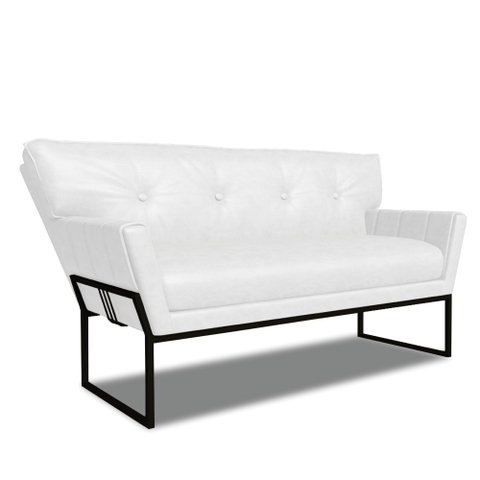 Sofá Namoradeira 2 Lug Industrial Pto Anitta Sintético Pu Branco D03 - D'Rossi