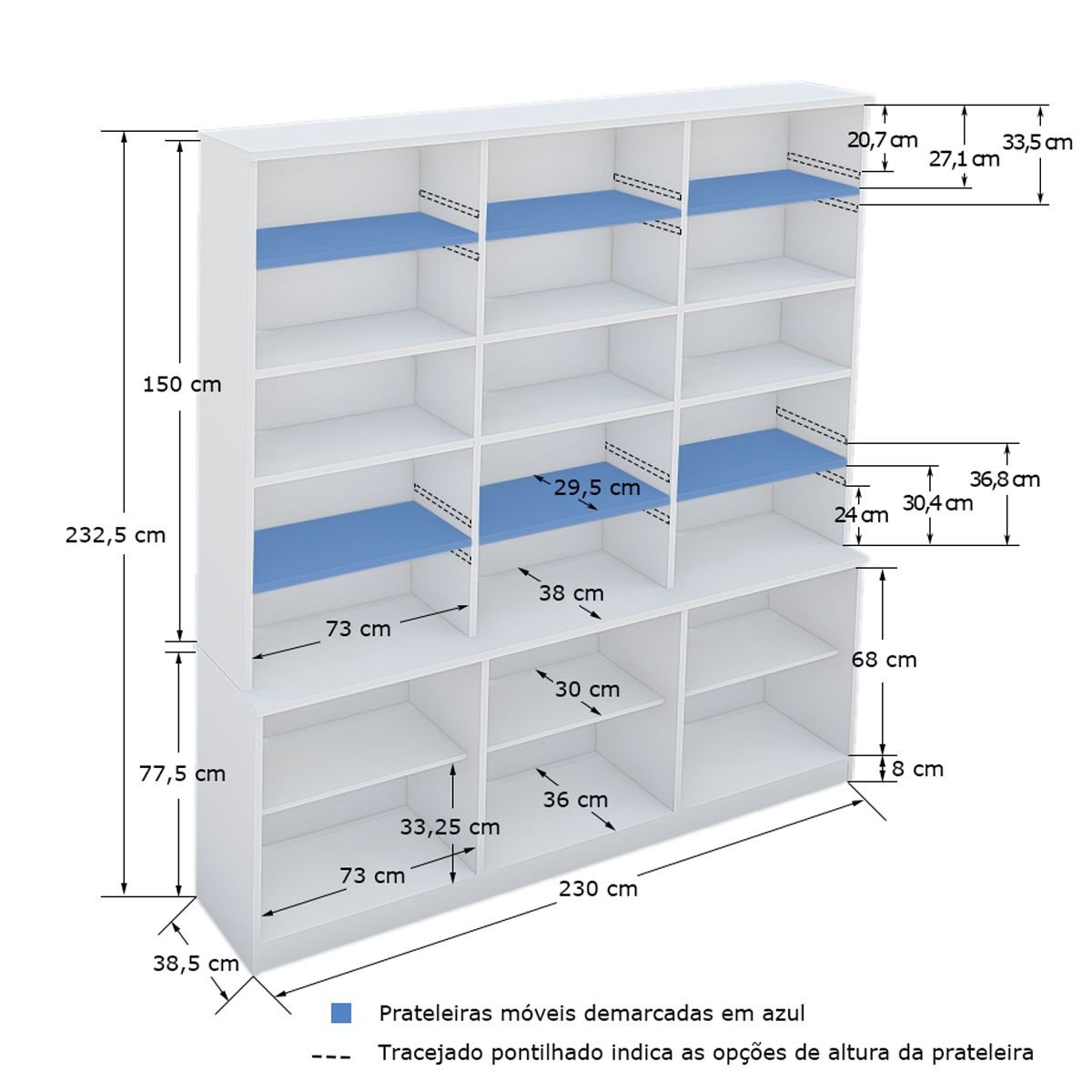 Estante de Livros 6 Portas 5 Prateleiras  Moderno - 3