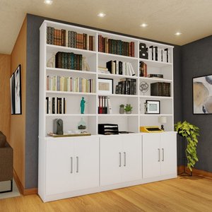 Estante de Livros 6 Portas 5 Prateleiras  Moderno