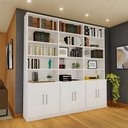 Ver imagem 1 de Estante Multiuso de Livros 6 Portas 5 Prateleiras 100% MDF 232,5CMX230CM Branco