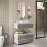 Conjunto de Gabinete Banheiro Creta 80cm (gabinete+cuba+espelheira) Branco Cinza - 1