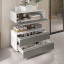 Ver imagem 6 de Conjunto de Gabinete Banheiro Creta 80cm (gabinete+cuba+espelheira) Branco Cinza