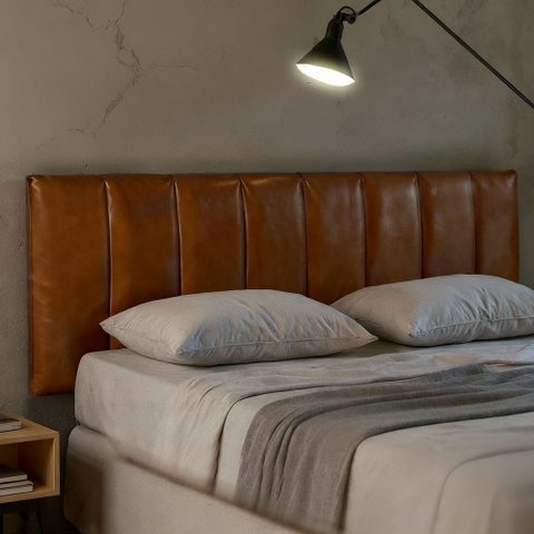 Cabeceira de Couro Legítimo Suspensa Cama Queen Evoa Yescasa