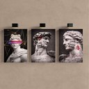Ver imagem 4 de Kit 3 Quadro Decorativo Estátua Grega Grafite Street Art 40x28cm