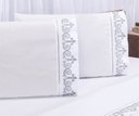 Ver imagem 2 de Jogo lençol Atenas quarto casal padrão bordado 4 peças 2fronha:Branco com Cinza