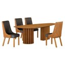 Ver imagem 1 de Mesa de Jantar Belle 1,80x1,00m Orgânica Cinamomo com Kit 4 Cadeiras para Mesa de Jantar Belle Sinté