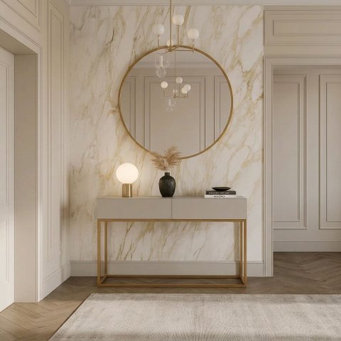 Aparador Buffet Eros 1.10m Estilo Industrial para Hall de Entrada Off White