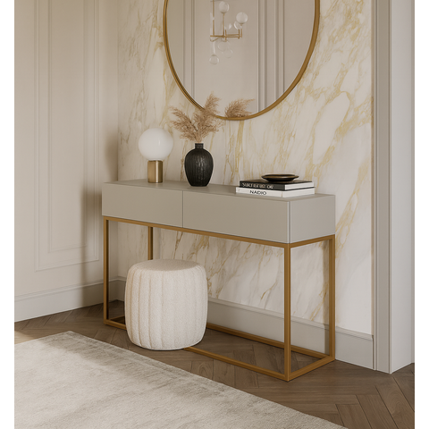 Aparador Buffet Maitê 1.10m Estilo Industrial para Hall de Entrada:off White