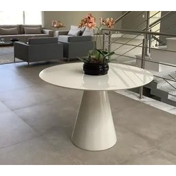 Mesa de Jantar Cone 80cm Laqueada Off White - 2