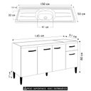 Ver imagem 4 de Balcão de Cozinha com Pia Inox 150cm Gabriela Amêndoa/branco - Ajl Móveis