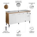 Ver imagem 3 de Balcão de Cozinha com Pia Inox 150cm Gabriela Amêndoa/branco - Ajl Móveis