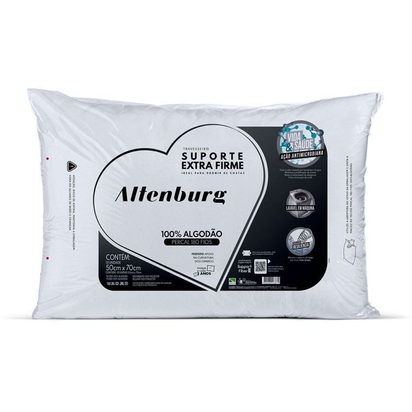 TRAVESSEIRO ALTENBURG SUPORTE EXTRA FIRME 180 FIOS 50CM X 70CM