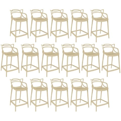 Kit 16 Banquetas Média Allegra 66cm Design Cozinha/bancada - Nude