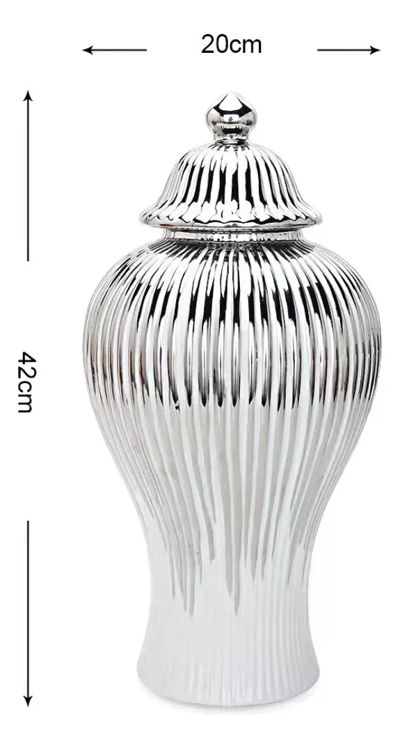 Vaso Prateado Decorativo Porcelana Chinesa Mesclado 42x20 - 5