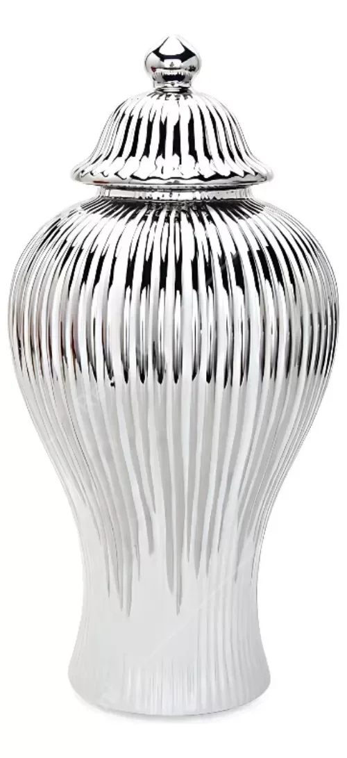 Vaso Prateado Decorativo Porcelana Chinesa Mesclado 42x20 - 1