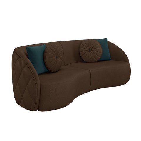 Sofá 3 Lugares para Sala Living Olimpo 288 Cm M03 Couríssimo Marrom Lyam Decor