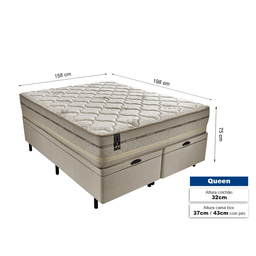 Cama Box Baú com Colchão Queen Molas Ensacadas Gran Meliá Organic Firme 158x198 ApoloSpuma - 3
