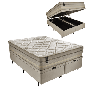 Cama Box Baú com Colchão Queen Molas Ensacadas Gran Meliá Organic Firme 158x198 ApoloSpuma