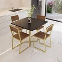 Ver imagem 1 de Conjunto Mesa de Jantar Quadrada Preta 4 Cadeiras Imbuia Riviera Industrial Dourado Don Castro Decor