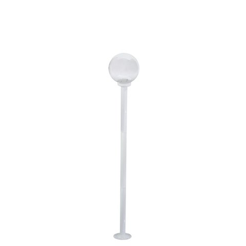 Poste de Jardim P10/b15 de 1,85m com Globo de Vidro Transparente 15x28 Branco