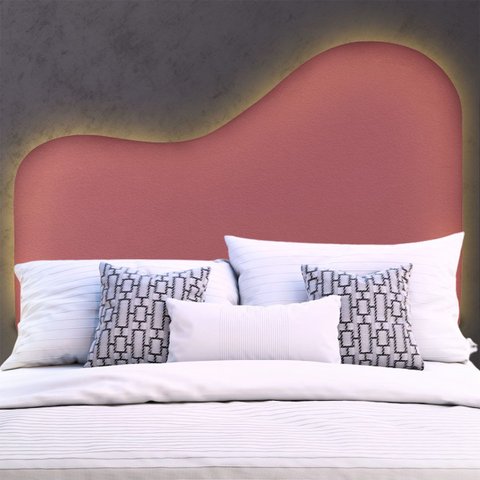 Cabeceira Led Orgânica 160cm Casal Queen Painél para Cama Box Bouclé Serena