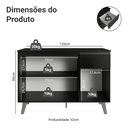Ver imagem 3 de Balcão de Cozinha 120 cm 3 Portas 1 Gaveta com Pés Preto Nice Madesa