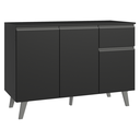 Ver imagem 1 de Balcão de Cozinha 120 cm 3 Portas 1 Gaveta com Pés Preto Nice Madesa